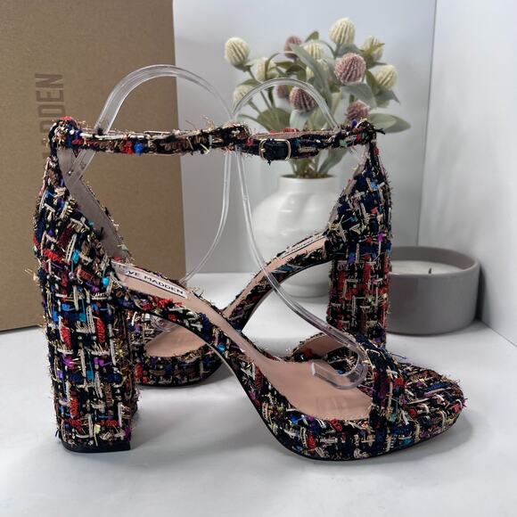 Steve Madden Susan Multi Tweed Platform Chunky Heels Black Multicolor Women 10 M - Picture 8 of 11